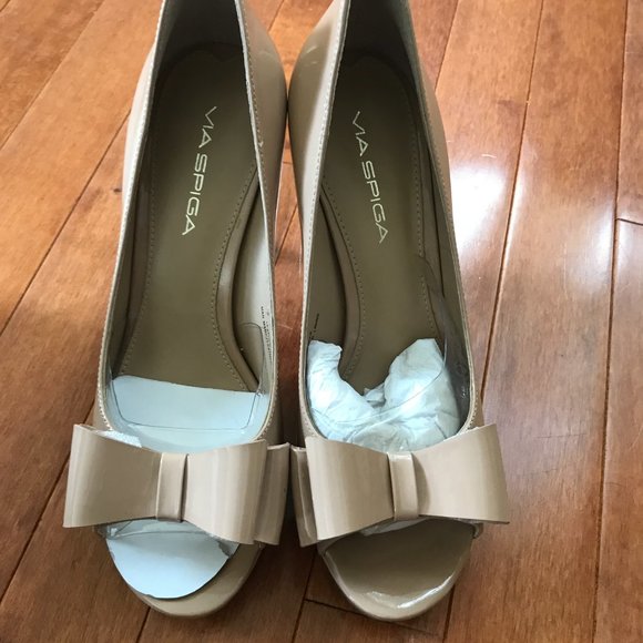 Via Spiga Mica Peep Toe Nude Heels - Size 7M - Brand New - Picture 2 of 5